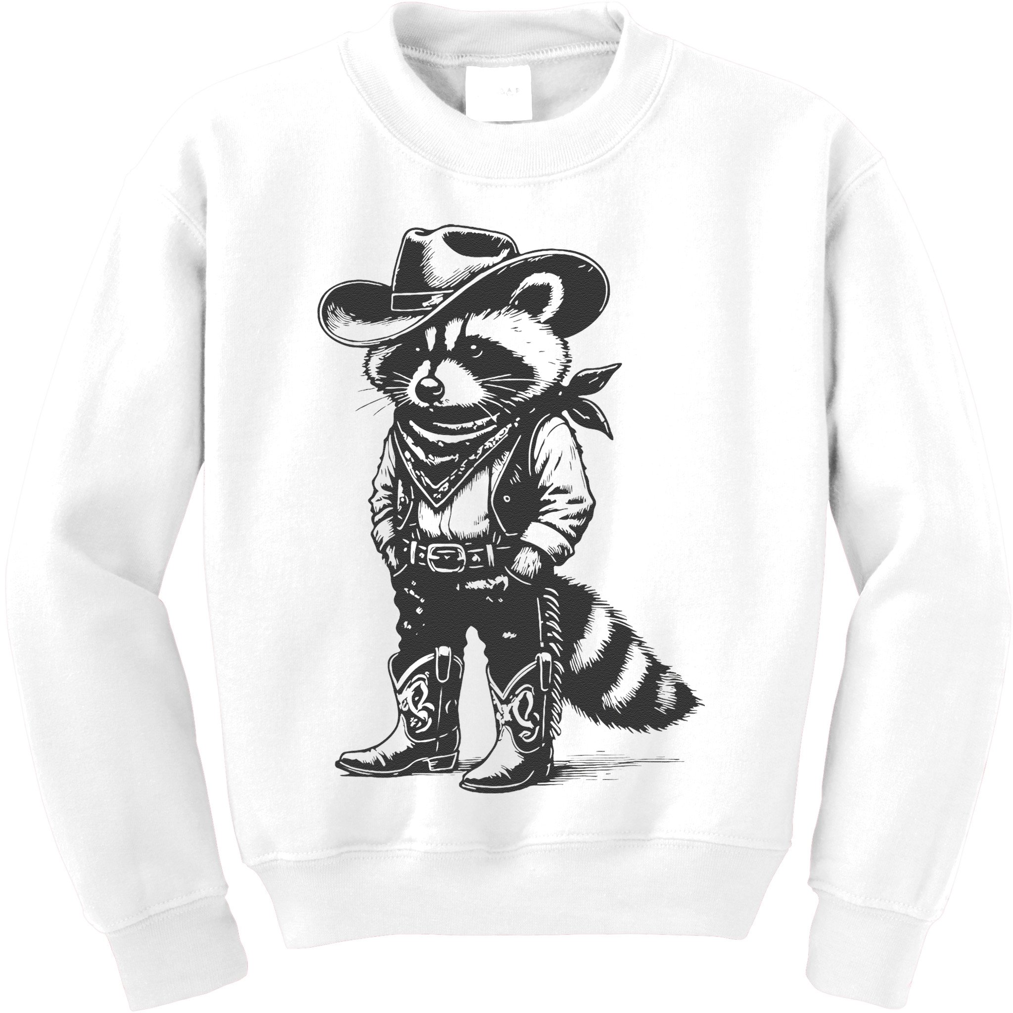 Vintage Raccoon Cowboy Cowgirl Trash Panda Western Country Gift Kids Sweatshirt