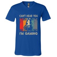 Vintage Retro Can't Hear You I'm Gaming Gift Funny Gamer Gift V-Neck T-Shirt