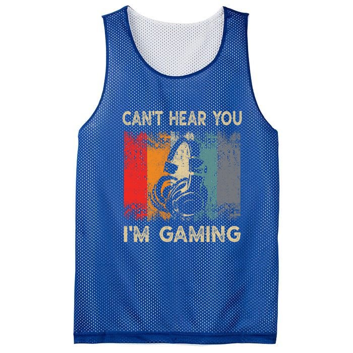 Vintage Retro Can't Hear You I'm Gaming Gift Funny Gamer Gift Mesh Reversible Basketball Jersey Tank