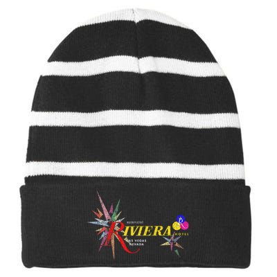 Vintage Riviera Casino Las Vegas Striped Beanie with Solid Band