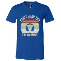 Vintage Retro Can't Hear You I'm Gaming Funny Gamer Headset Cute Gift V-Neck T-Shirt