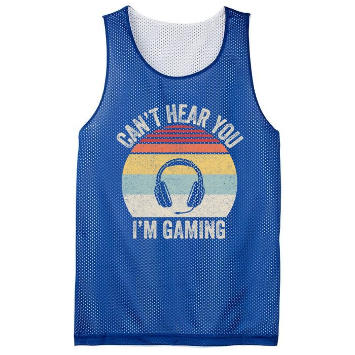 Vintage Retro Can't Hear You I'm Gaming Funny Gamer Headset Cute Gift Mesh Reversible Basketball Jersey Tank