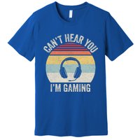 Vintage Retro Can't Hear You I'm Gaming Funny Gamer Headset Cute Gift Premium T-Shirt