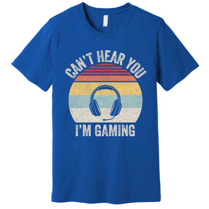 Vintage Retro Can't Hear You I'm Gaming Funny Gamer Headset Cute Gift Premium T-Shirt