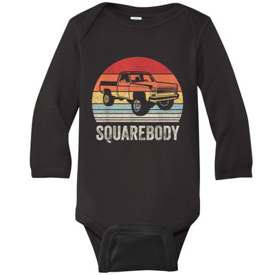 Vintage Retro Classic Square Body Squarebody Truck Baby Long Sleeve Bodysuit