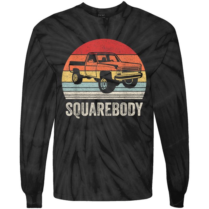 Vintage Retro Classic Square Body Squarebody Truck Tie-Dye Long Sleeve Shirt