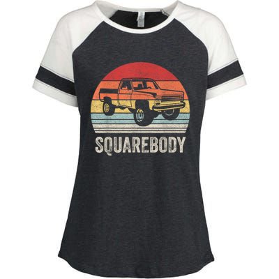 Vintage Retro Classic Square Body Squarebody Truck Enza Ladies Jersey Colorblock Tee