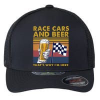 Vintage Race Cars Checkered Flag Beer That's Why I'm Here Flexfit Unipanel Trucker Cap