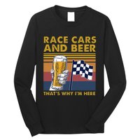 Vintage Race Cars Checkered Flag Beer That's Why I'm Here Long Sleeve Shirt