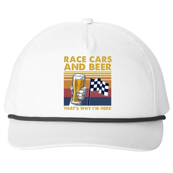 Vintage Race Cars Checkered Flag Beer That's Why I'm Here Snapback Five-Panel Rope Hat