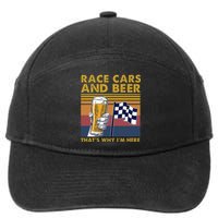 Vintage Race Cars Checkered Flag Beer That's Why I'm Here 7-Panel Snapback Hat