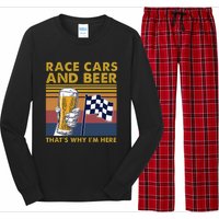 Vintage Race Cars Checkered Flag Beer That's Why I'm Here Long Sleeve Pajama Set