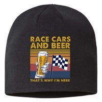 Vintage Race Cars Checkered Flag Beer That's Why I'm Here Sustainable Beanie