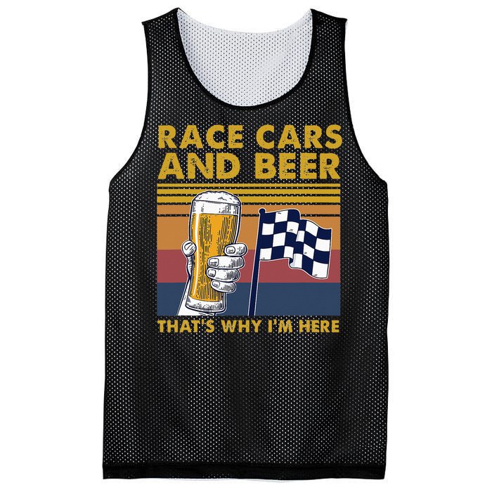 Vintage Race Cars Checkered Flag Beer That's Why I'm Here Mesh Reversible Basketball Jersey Tank