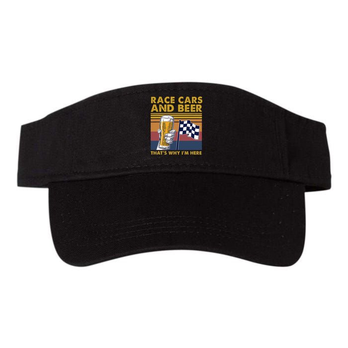 Vintage Race Cars Checkered Flag Beer That's Why I'm Here Valucap Bio-Washed Visor