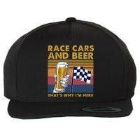 Vintage Race Cars Checkered Flag Beer That's Why I'm Here Wool Snapback Cap