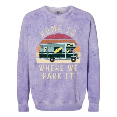 Vintage Retro Camping Transit Van Colorblast Crewneck Sweatshirt