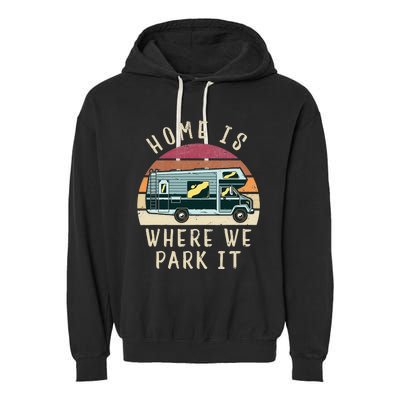 Vintage Retro Camping Transit Van Garment-Dyed Fleece Hoodie