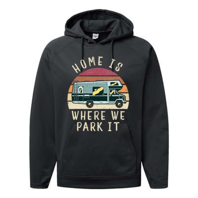 Vintage Retro Camping Transit Van Performance Fleece Hoodie