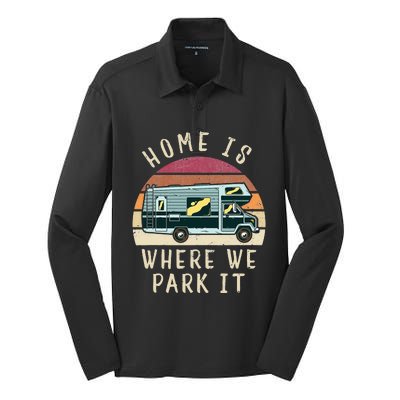 Vintage Retro Camping Transit Van Silk Touch Performance Long Sleeve Polo