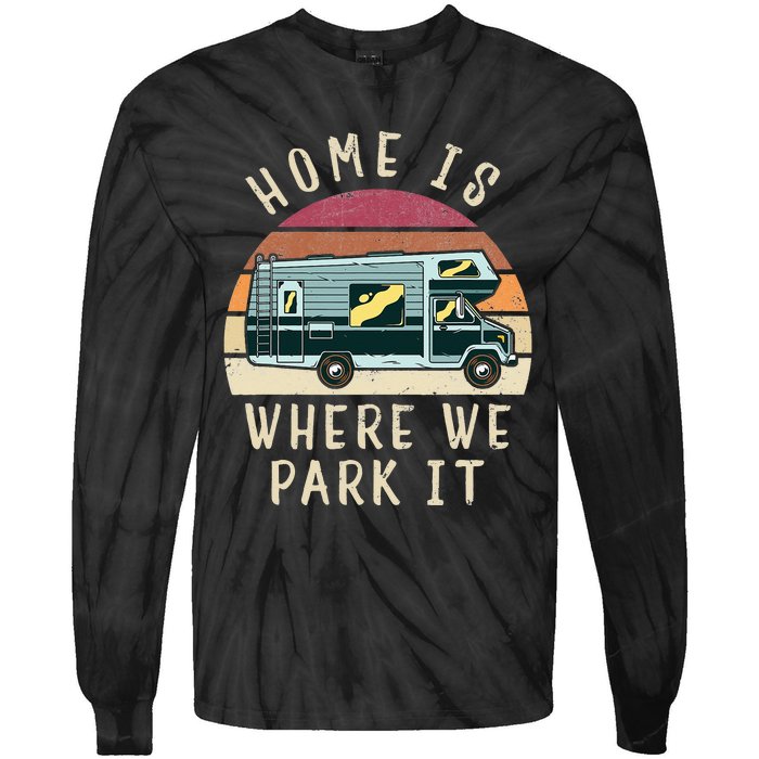 Vintage Retro Camping Transit Van Tie-Dye Long Sleeve Shirt