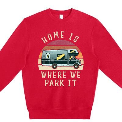 Vintage Retro Camping Transit Van Premium Crewneck Sweatshirt