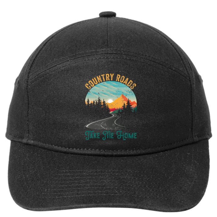 Vintage Retro Country Roads Take Me My Home 7-Panel Snapback Hat