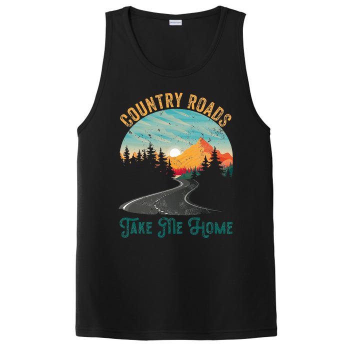 Vintage Retro Country Roads Take Me My Home PosiCharge Competitor Tank