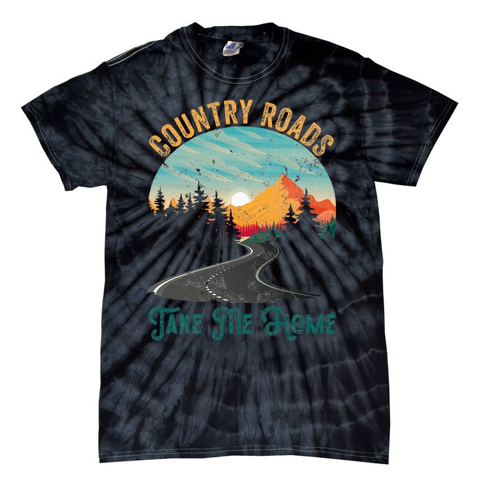 Vintage Retro Country Roads Take Me My Home Tie-Dye T-Shirt