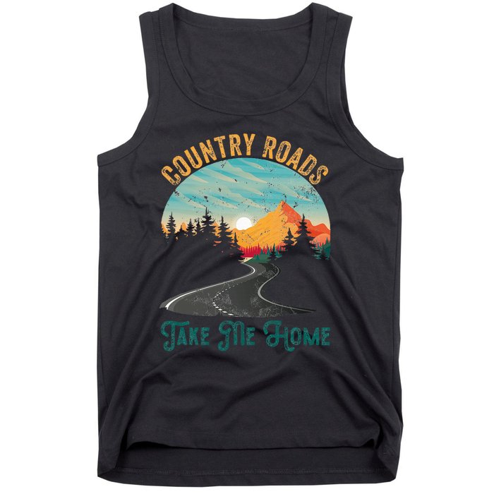 Vintage Retro Country Roads Take Me My Home Tank Top