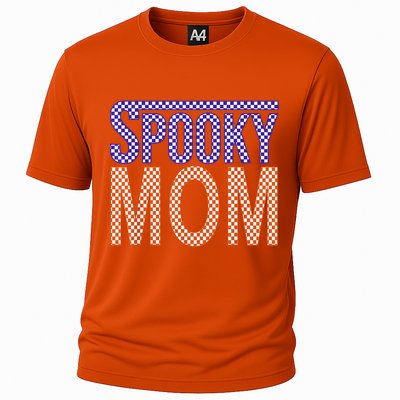 Vintage Retro Checked Ghost Boo Stay Spooky Mom Halloween Cooling Performance Crew T-Shirt