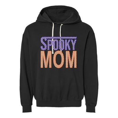 Vintage Retro Checked Ghost Boo Stay Spooky Mom Halloween Garment-Dyed Fleece Hoodie