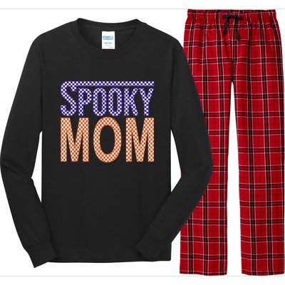 Vintage Retro Checked Ghost Boo Stay Spooky Mom Halloween Long Sleeve Pajama Set