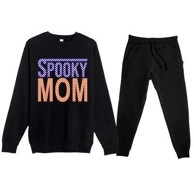 Vintage Retro Checked Ghost Boo Stay Spooky Mom Halloween Premium Crewneck Sweatsuit Set