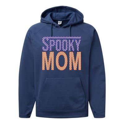 Vintage Retro Checked Ghost Boo Stay Spooky Mom Halloween Performance Fleece Hoodie