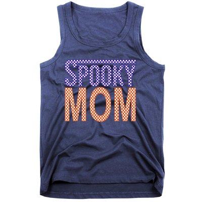 Vintage Retro Checked Ghost Boo Stay Spooky Mom Halloween Tank Top