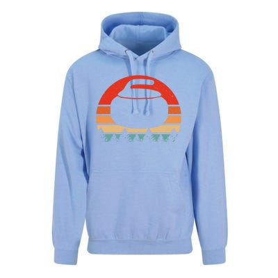 Vintage Retro Curling Stone Player Gift Design Funny Curling Gift Unisex Surf Hoodie