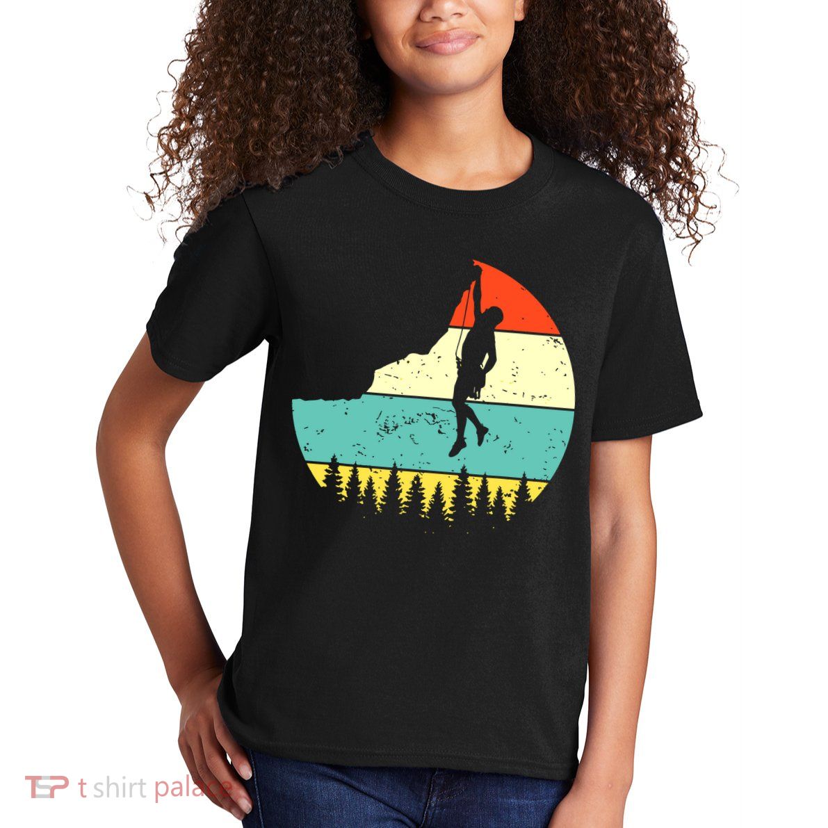 Vintage Rock Climbing Mountain Climber Kids T-Shirt