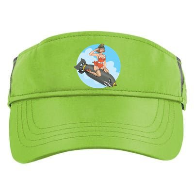 Vintage Retro Comic Style Sexy Woman Riding A Bomb Adult Drive Performance Visor