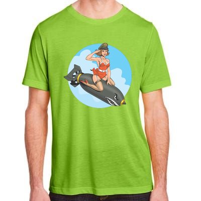 Vintage Retro Comic Style Sexy Woman Riding A Bomb Adult ChromaSoft Performance T-Shirt