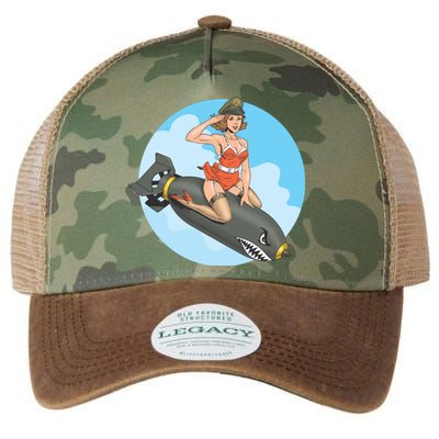 Vintage Retro Comic Style Sexy Woman Riding A Bomb Legacy Tie Dye Trucker Hat