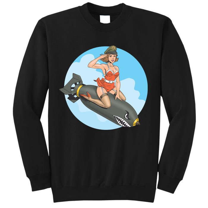 Vintage Retro Comic Style Sexy Woman Riding A Bomb Sweatshirt