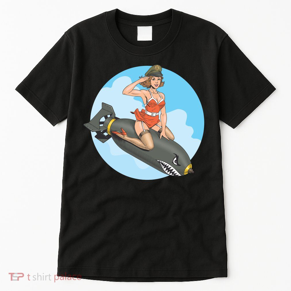 Vintage Retro Comic Style Sexy Woman Riding A Bomb Tall T-Shirt