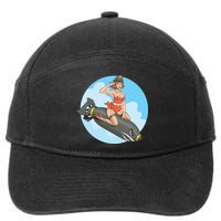 Vintage Retro Comic Style Sexy Woman Riding A Bomb 7-Panel Snapback Hat