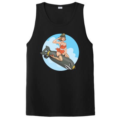 Vintage Retro Comic Style Sexy Woman Riding A Bomb PosiCharge Competitor Tank