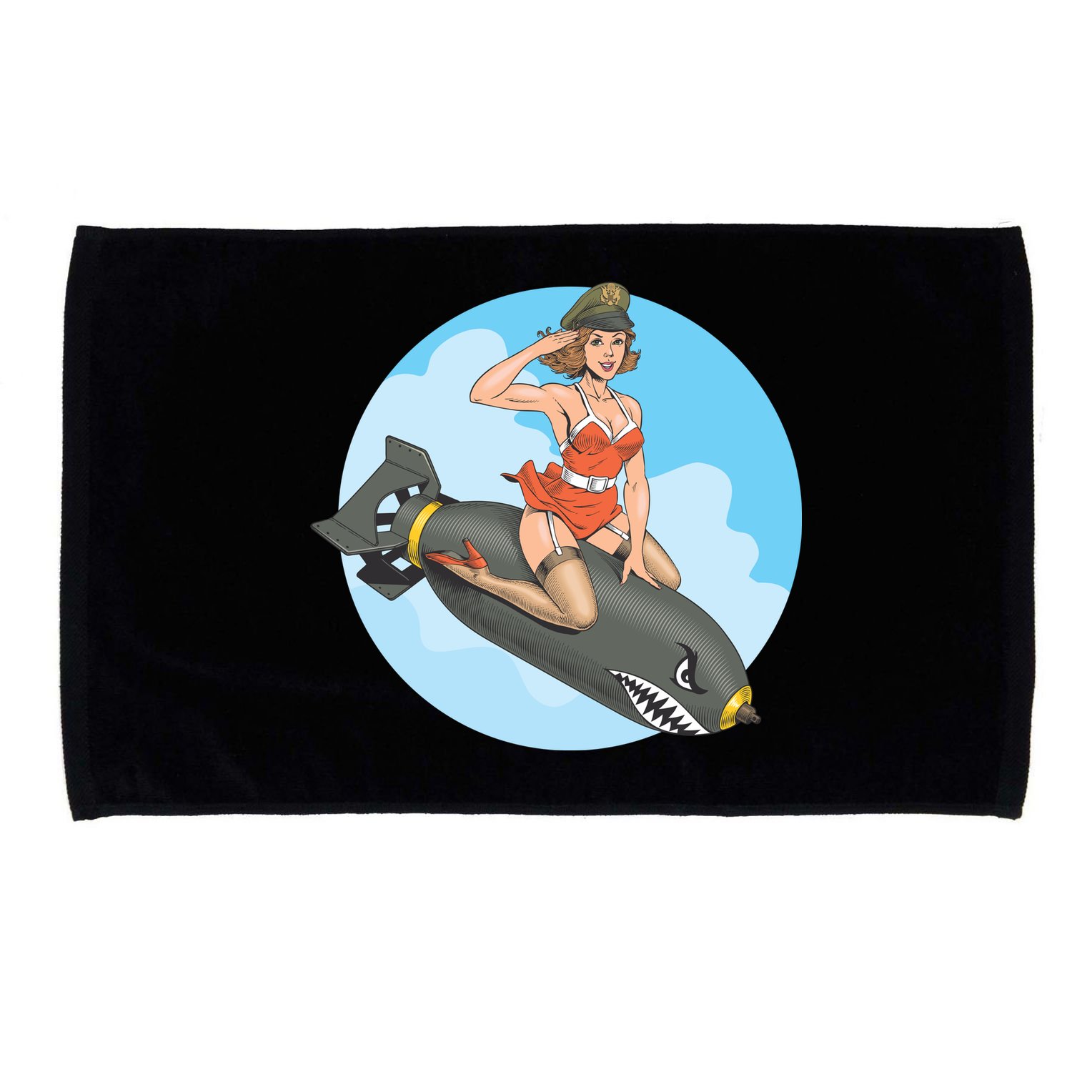Vintage Retro Comic Style Sexy Woman Riding A Bomb Microfiber Hand Towel