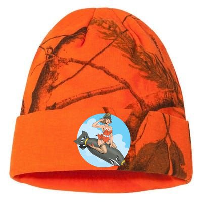 Vintage Retro Comic Style Sexy Woman Riding A Bomb Kati Licensed 12" Camo Beanie