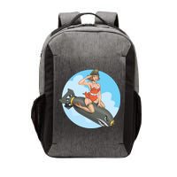 Vintage Retro Comic Style Sexy Woman Riding A Bomb Vector Backpack