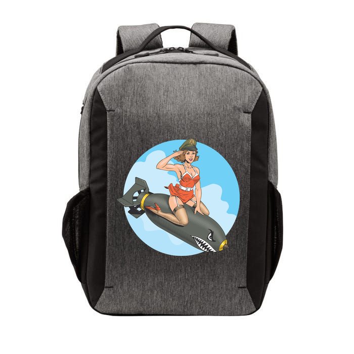 Vintage Retro Comic Style Sexy Woman Riding A Bomb Vector Backpack