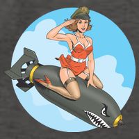 Vintage Retro Comic Style Sexy Woman Riding A Bomb Vector Backpack